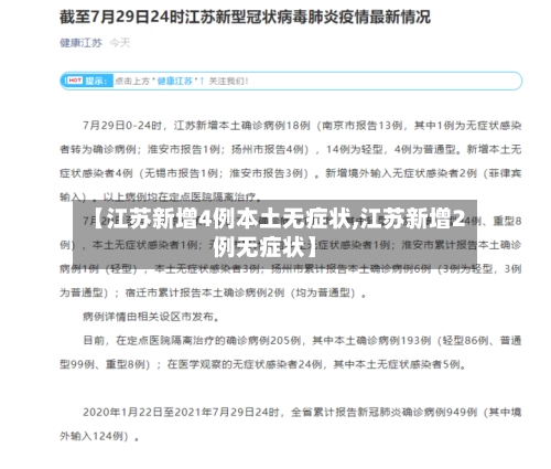 【江苏新增4例本土无症状,江苏新增2例无症状】