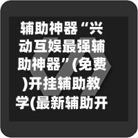 辅助神器“兴动互娱最强辅助神器	”(免费)开挂辅助教学(最新辅助开挂教程)-第2张图片