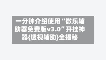 一分钟介绍使用“微乐辅助器免费版v3.0”开挂神器{透视辅助}全揭秘-第2张图片
