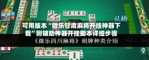 可用版本“微乐甘肃麻将开挂神器下载	”附辅助神器开挂脚本详细步骤-第3张图片