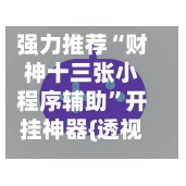 强力推荐“财神十三张小程序辅助”开挂神器{透视辅助}全揭秘-第2张图片