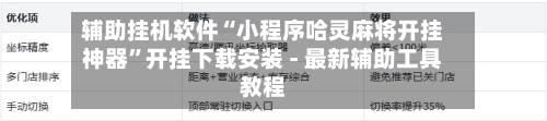 辅助挂机软件“小程序哈灵麻将开挂神器”开挂下载安装 - 最新辅助工具教程-第2张图片