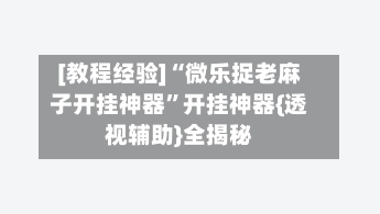 [教程经验]“微乐捉老麻子开挂神器	”开挂神器{透视辅助}全揭秘-第2张图片