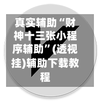 真实辅助“财神十三张小程序辅助”(透视挂)辅助下载教程-第2张图片