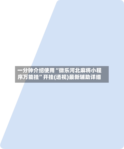 一分钟介绍使用“微乐河北麻将小程序万能挂”开挂(透视)最新辅助详细-第2张图片